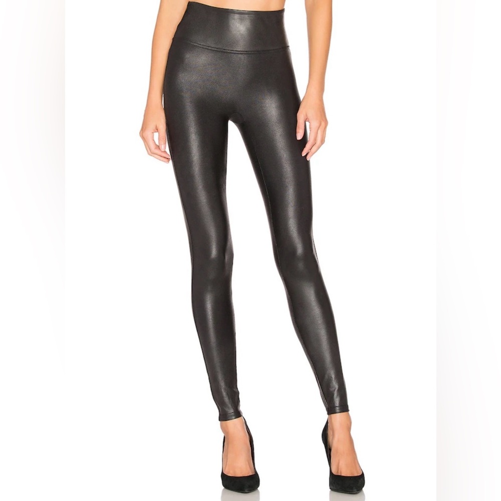 NWOT SPANX Shiny Black Faux-Leather High Waist Leggings